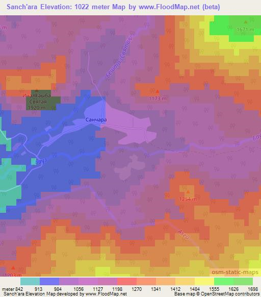 Sanch'ara,Georgia Elevation Map