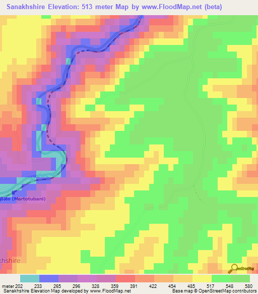 Sanakhshire,Georgia Elevation Map