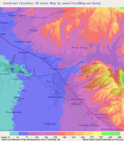 Samk'vari,Georgia Elevation Map