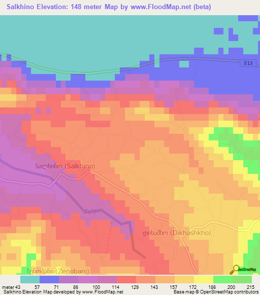 Salkhino,Georgia Elevation Map