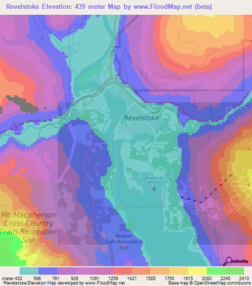 Revelstoke,Canada Elevation Map