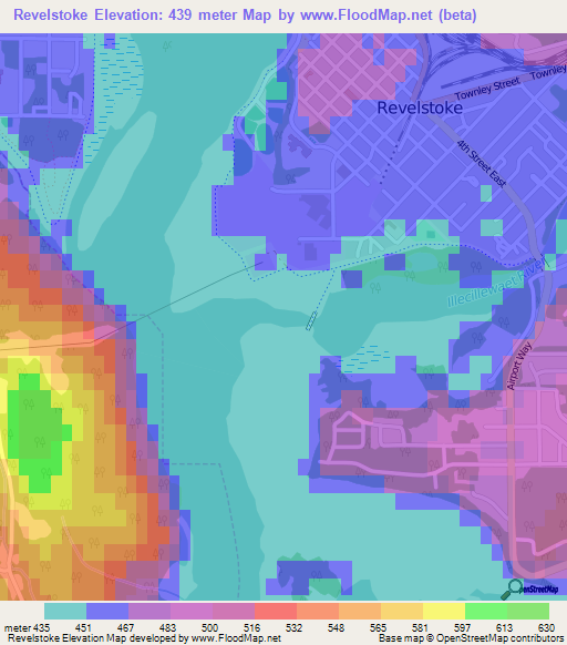Revelstoke,Canada Elevation Map