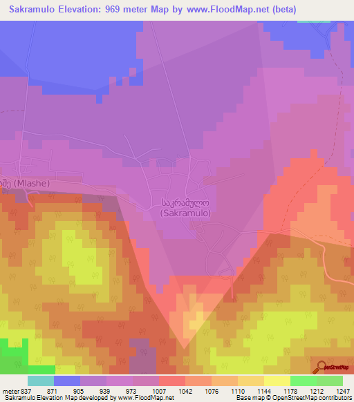 Sakramulo,Georgia Elevation Map