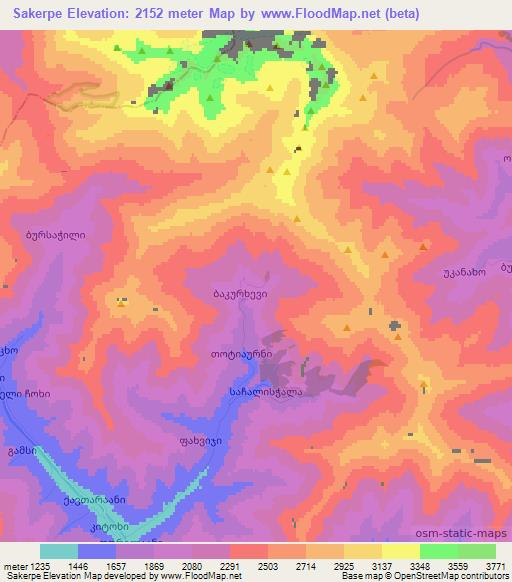 Sakerpe,Georgia Elevation Map