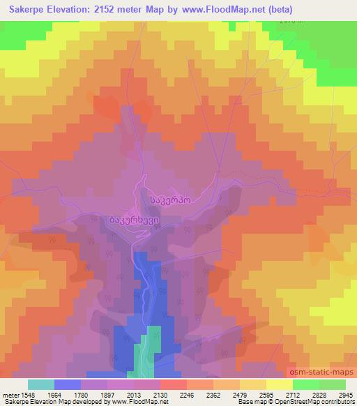 Sakerpe,Georgia Elevation Map