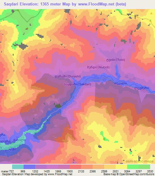Saqdari,Georgia Elevation Map