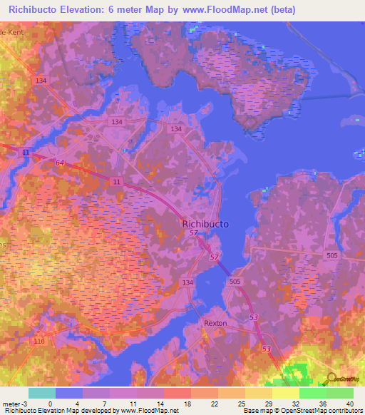 Richibucto,Canada Elevation Map