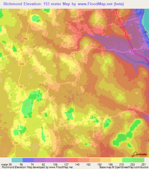 Richmond,Canada Elevation Map