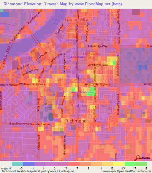Richmond,Canada Elevation Map