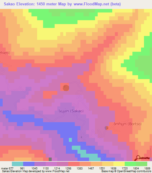 Sakao,Georgia Elevation Map