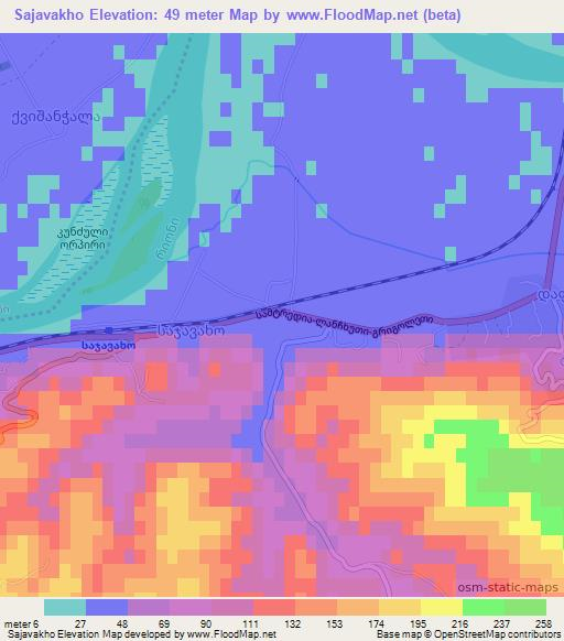 Sajavakho,Georgia Elevation Map
