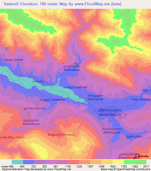 Sadmeli,Georgia Elevation Map