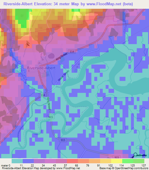 Riverside-Albert,Canada Elevation Map