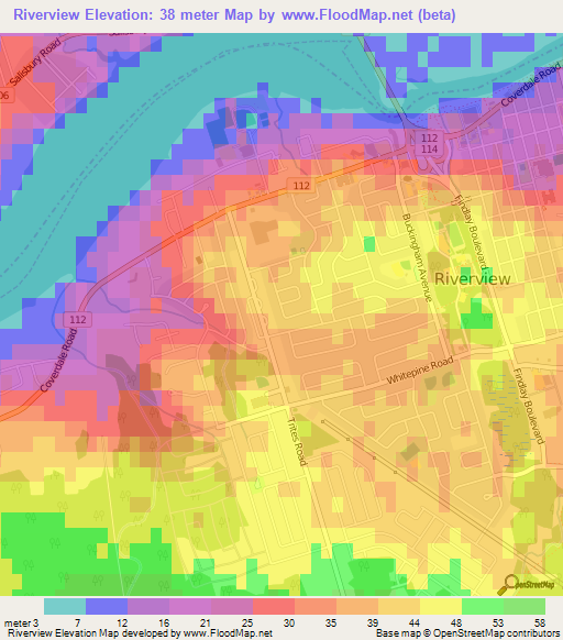 Riverview,Canada Elevation Map