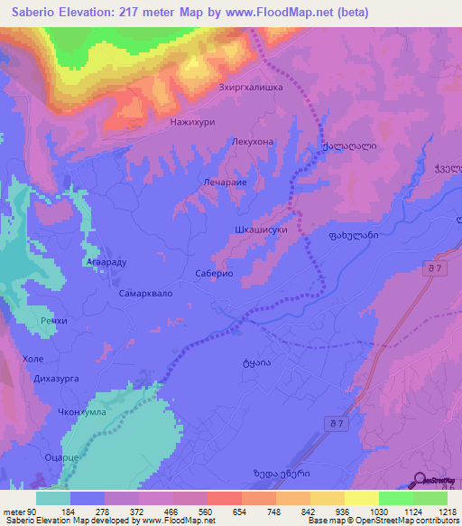 Saberio,Georgia Elevation Map