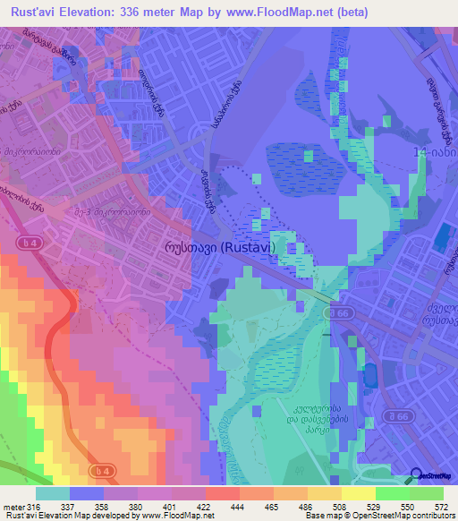 Rust'avi,Georgia Elevation Map