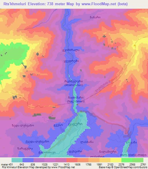 Rts'khmeluri,Georgia Elevation Map