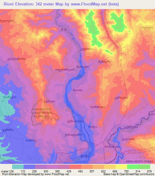Rioni,Georgia Elevation Map