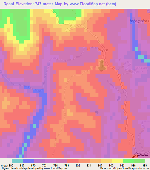Rgani,Georgia Elevation Map