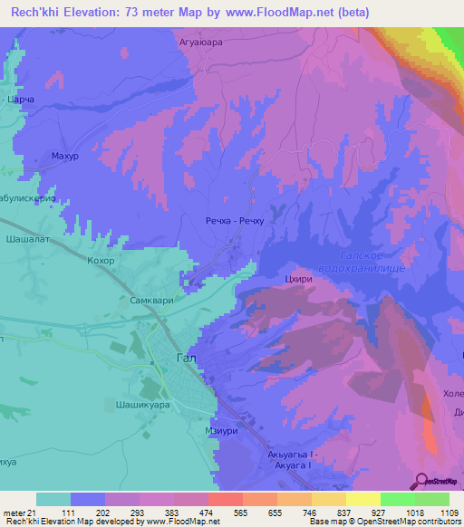 Rech'khi,Georgia Elevation Map