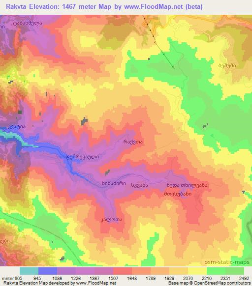 Rakvta,Georgia Elevation Map