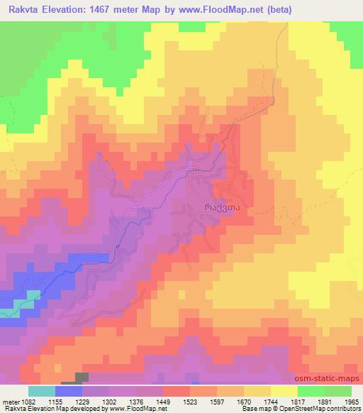 Rakvta,Georgia Elevation Map