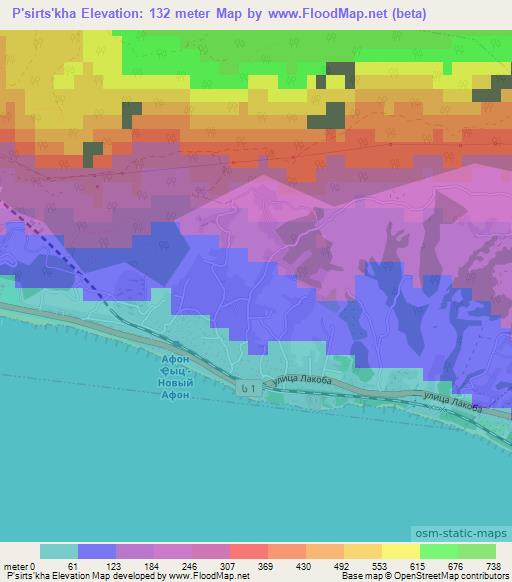 P'sirts'kha,Georgia Elevation Map
