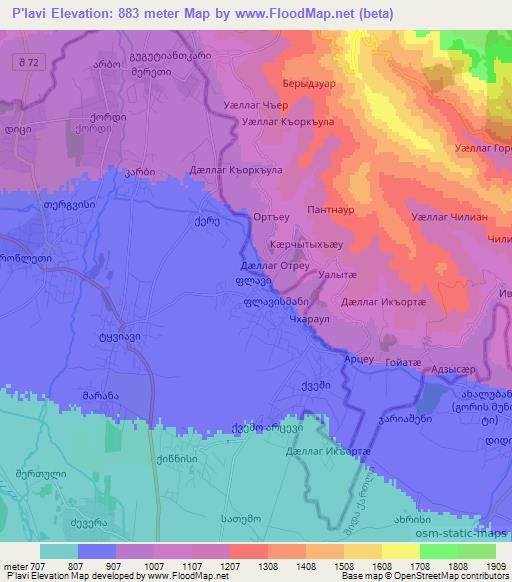 P'lavi,Georgia Elevation Map
