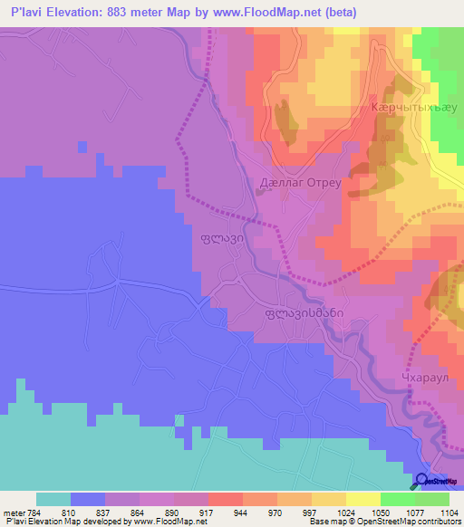 P'lavi,Georgia Elevation Map