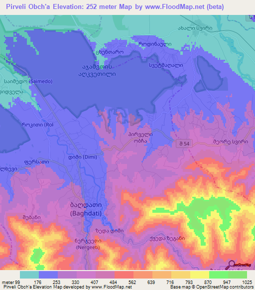 Pirveli Obch'a,Georgia Elevation Map