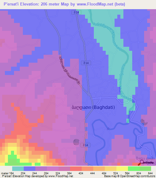 P'ersat'i,Georgia Elevation Map