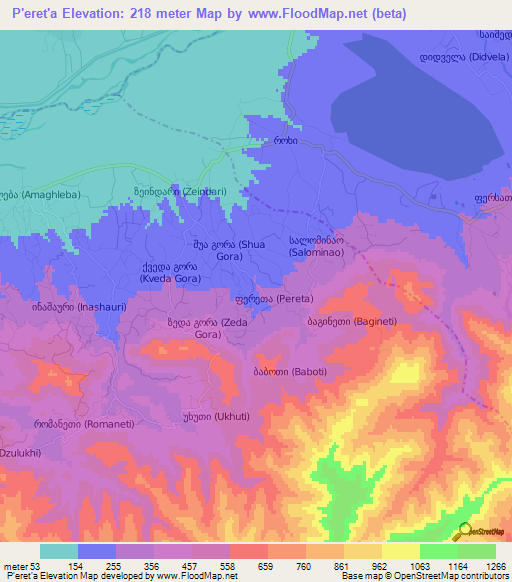 P'eret'a,Georgia Elevation Map