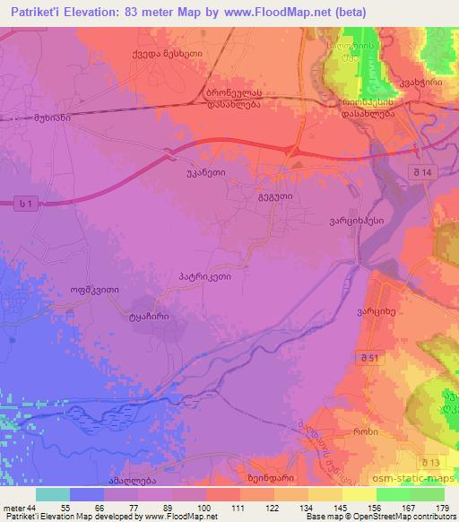 Patriket'i,Georgia Elevation Map