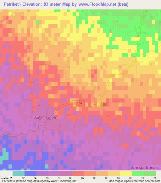Patriket'i,Georgia Elevation Map