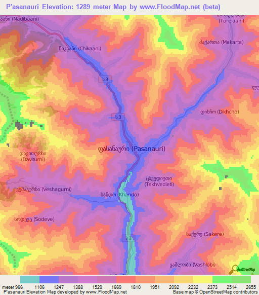P'asanauri,Georgia Elevation Map