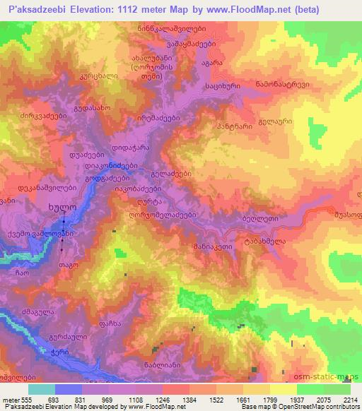 P'aksadzeebi,Georgia Elevation Map