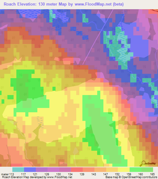 Roach,Canada Elevation Map
