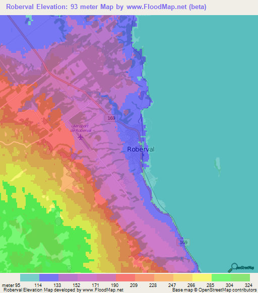 Roberval,Canada Elevation Map