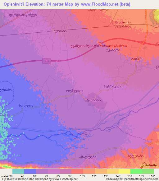 Op'shkvit'i,Georgia Elevation Map