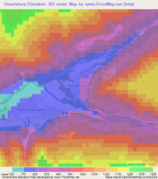 Omarishara,Georgia Elevation Map