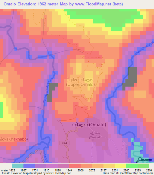 Omalo,Georgia Elevation Map