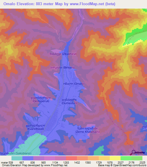 Omalo,Georgia Elevation Map