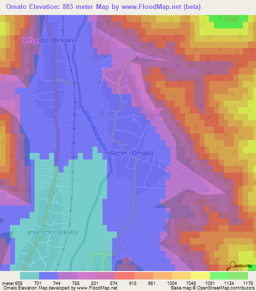 Omalo,Georgia Elevation Map