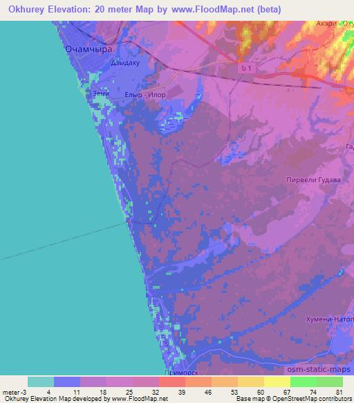 Okhurey,Georgia Elevation Map