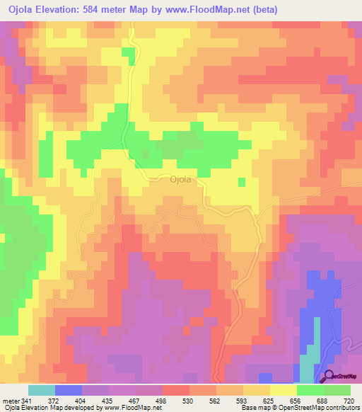 Ojola,Georgia Elevation Map