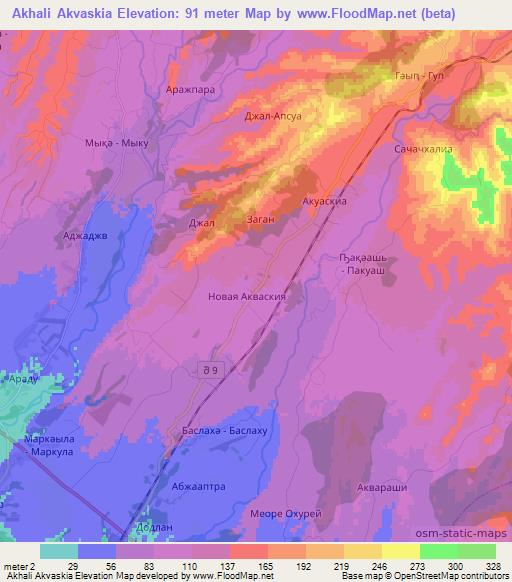 Akhali Akvaskia,Georgia Elevation Map
