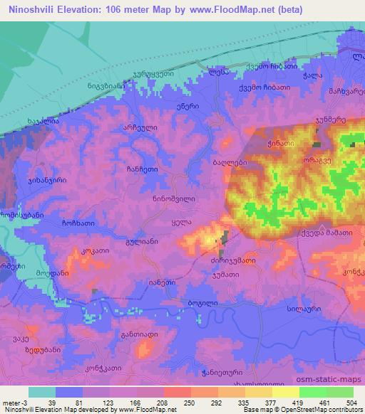 Ninoshvili,Georgia Elevation Map