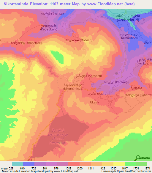 Nikortsminda,Georgia Elevation Map