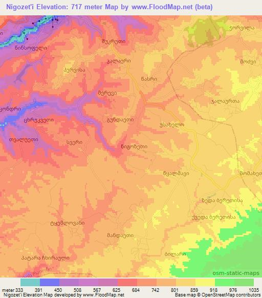Nigozet'i,Georgia Elevation Map