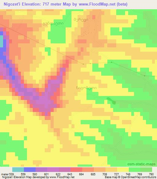 Nigozet'i,Georgia Elevation Map